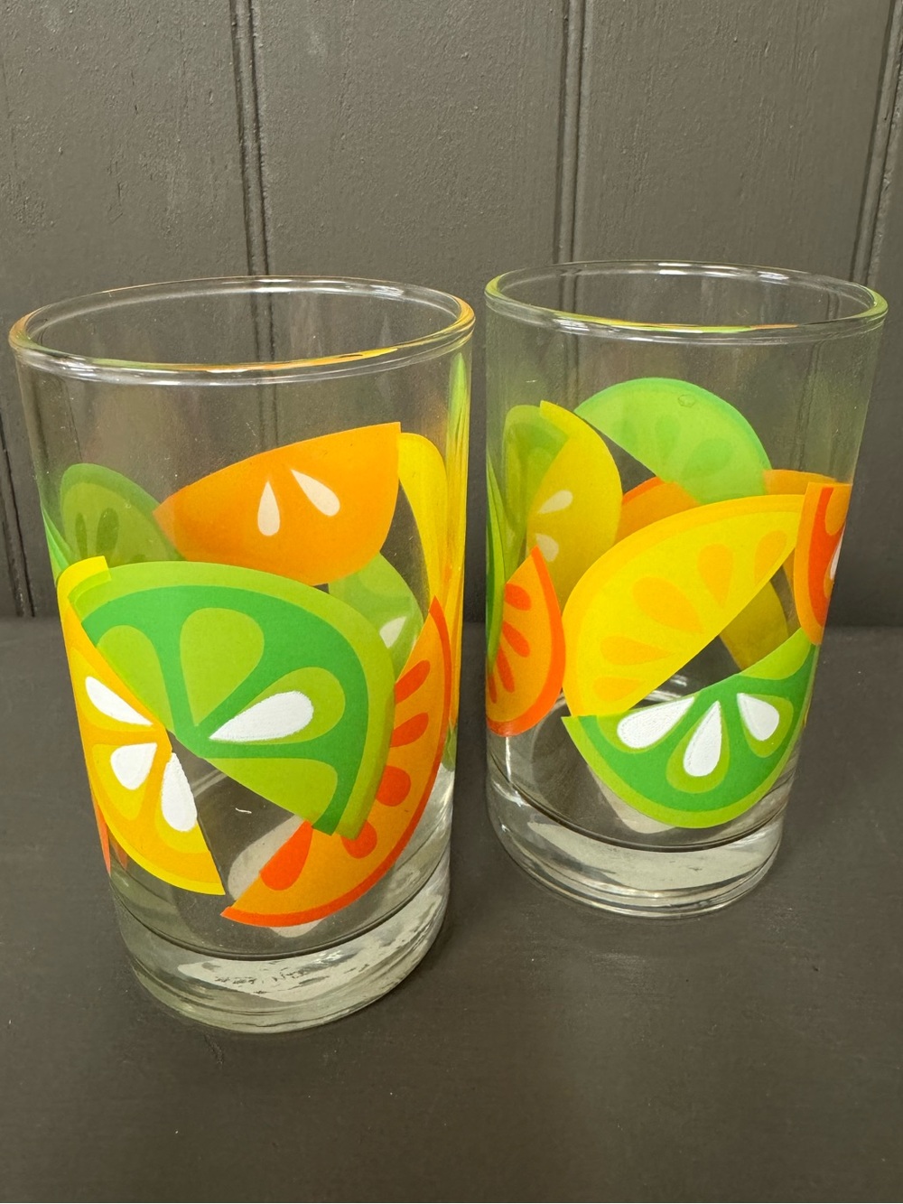 Set of 2 Citrus Print Drinking Glasses